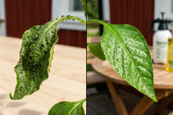 Vihreitä kirvoja ruusun nupulla
