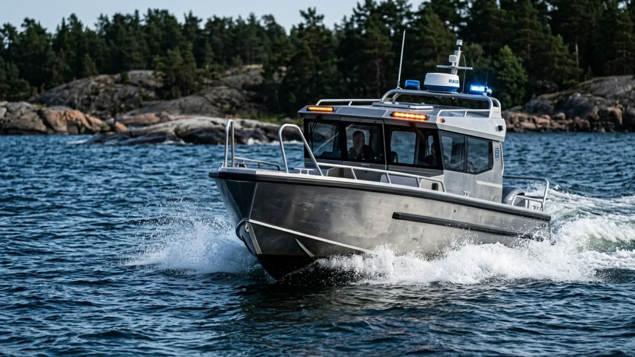 Salolaisen Marine Alutechin valmistama erikoisvene aallokossa.