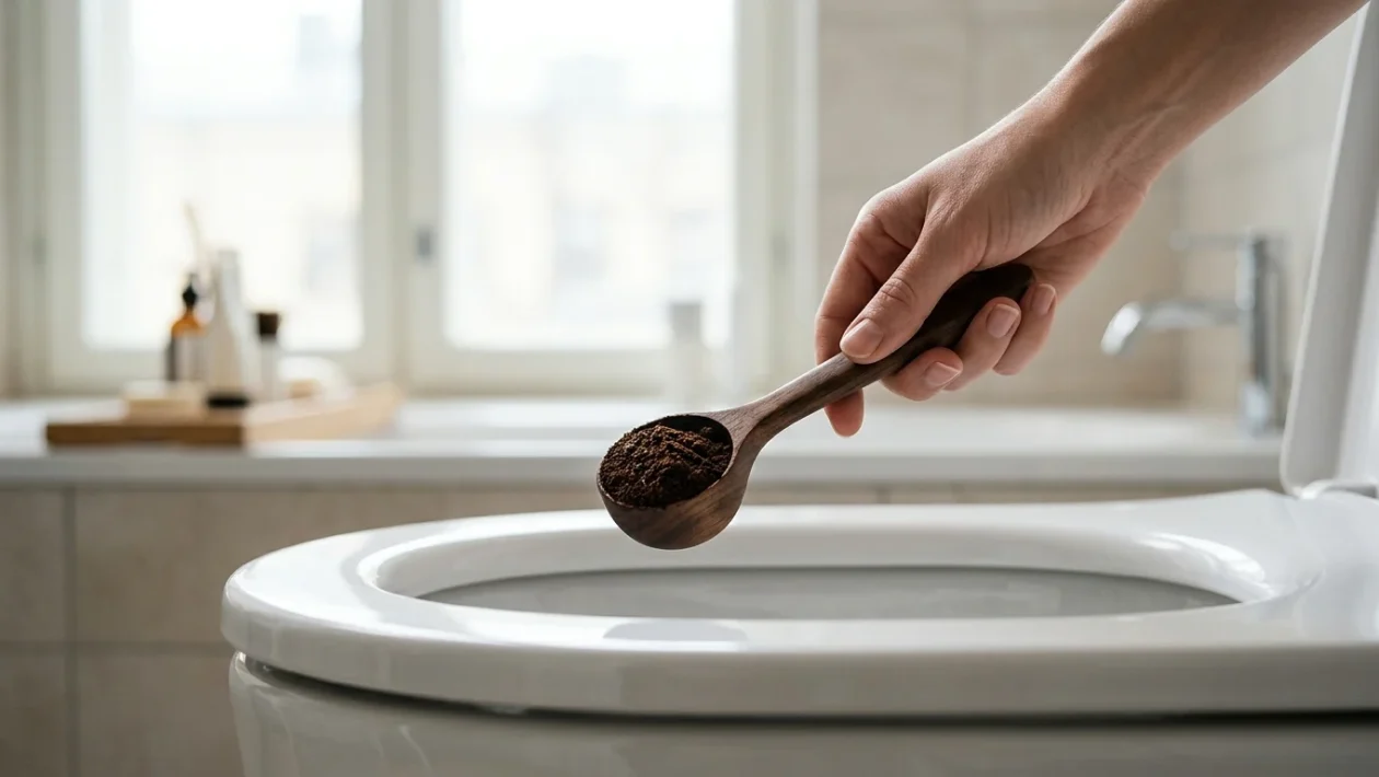 Käytettyjen kahvinpurujen hyödyntäminen WC-pöntön ja putkiston puhdistuksessa