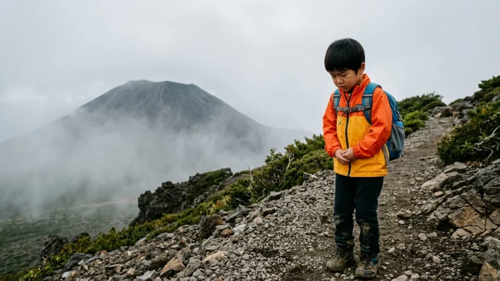 Mount Fuji vuori sumuisena päivänä.