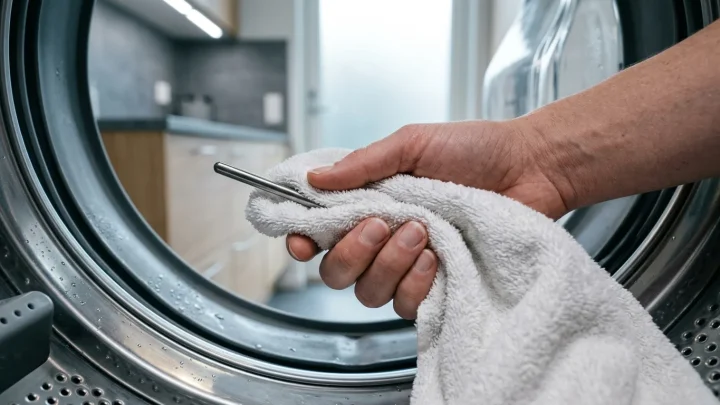 Testissä käytetty Whirlpool-pesukone, jonka luvataan pesevän 60 asteessa.