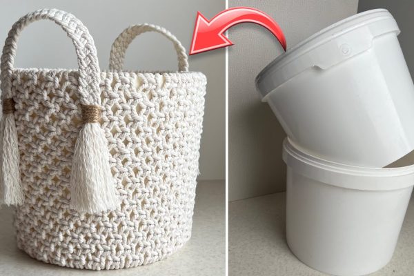 Uusi elämä muoviämpärille: Kaksi erilaista punontatekniikkaa näyttävään DIY-koriin