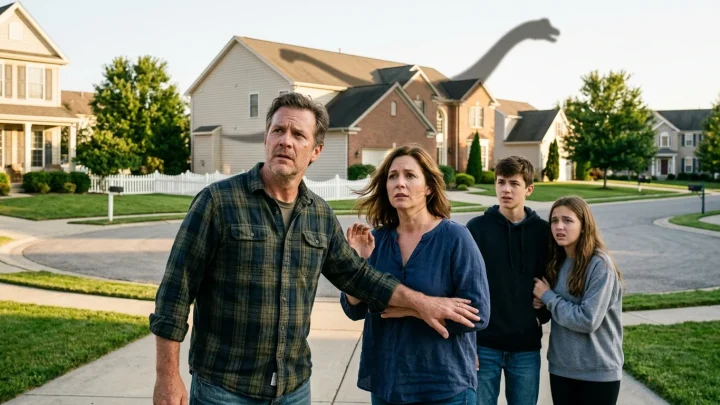 Ewan McGregor, Anne Hathaway, Christian Convery ja Maisy Stella elokuvassa The End of Oak Street.