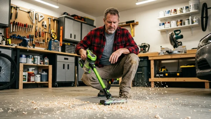 Ryobi ONE+ 18V -varsi-imuri valkoisella taustalla.
