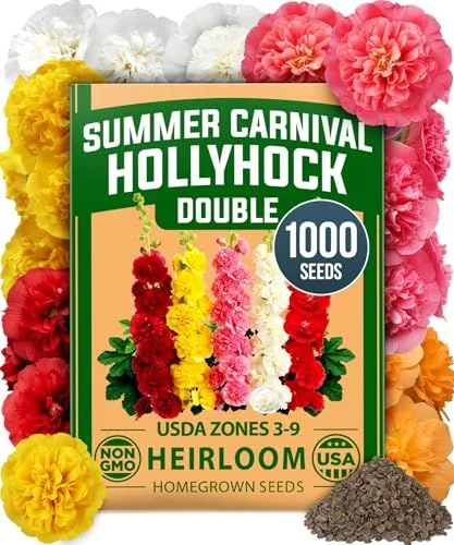 Home Grown Hollyhock Summer Carnival Mix Flower Seeds