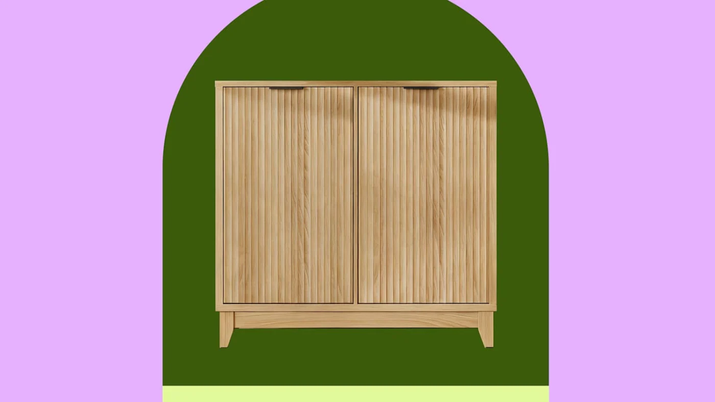 Tilt Out Fluted Trash Can Cabinet with Odor Control