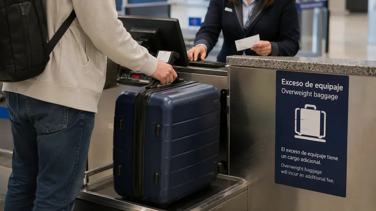 viaje exceso de equipaje aeropuerto aerolinea valija