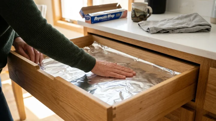 Alumiinifoliorulla ja keittiövälineitä