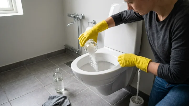 Puhdas valkoinen wc-istuin modernissa kylpyhuoneessa